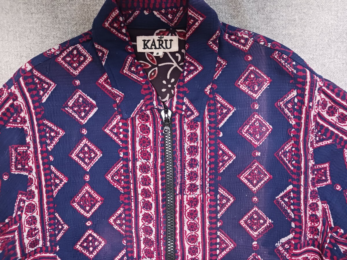 KARU RESEARCH カンタ刺繍 ブロックプリント ジャケット S KARTIK RESEARCH ハンドメイド ブルゾン_画像5
