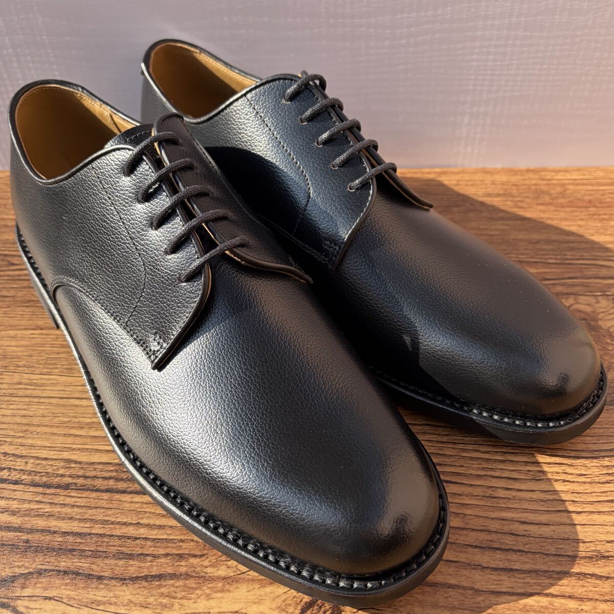 【未使用】REGAL リーガル プレーントゥ 27cm ブラック 黒 外羽根 シボ革 ビジネスシューズ 革靴_画像1