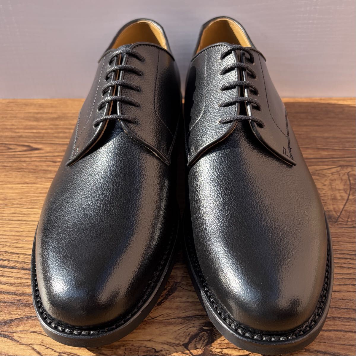 【未使用】REGAL リーガル プレーントゥ 27cm ブラック 黒 外羽根 シボ革 ビジネスシューズ 革靴_画像3
