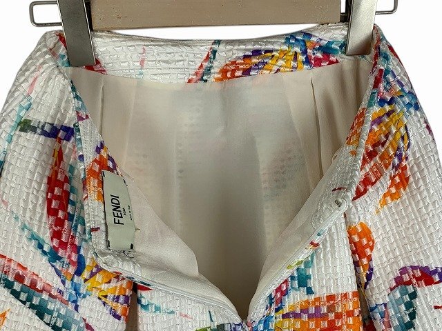 FENDI / Fendi юбка общий рисунок задний застежка-молния Италия производства женский размер : 36 белый / orange 