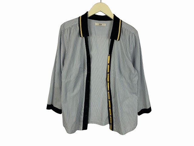 PRADA/ Prada рубашка 7 минут рукав полоса рисунок Италия производства женский размер : 42 белый / голубой 