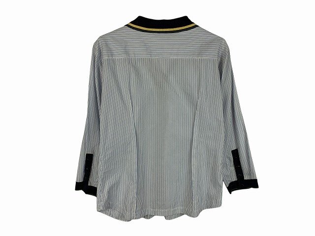 PRADA/ Prada рубашка 7 минут рукав полоса рисунок Италия производства женский размер : 42 белый / голубой 