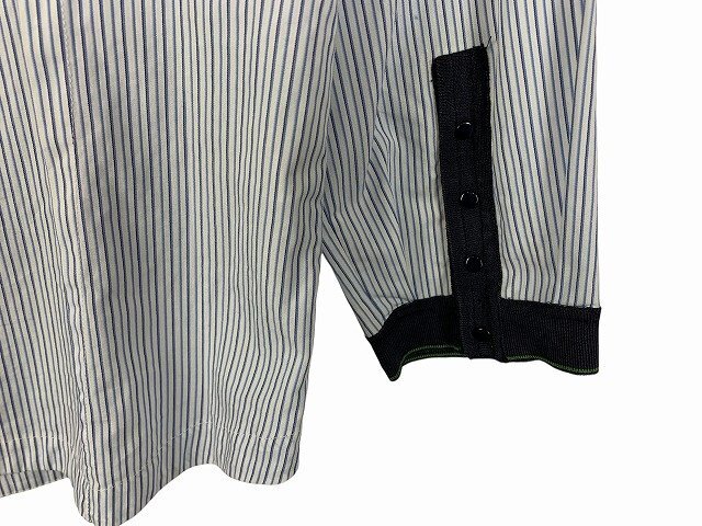 PRADA/ Prada рубашка 7 минут рукав полоса рисунок Италия производства женский размер : 42 белый / голубой 