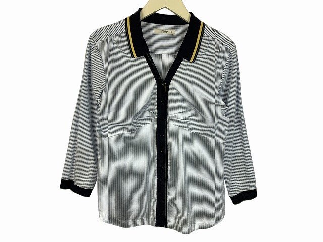 PRADA/ Prada рубашка 7 минут рукав полоса рисунок Италия производства женский размер : 42 белый / голубой 