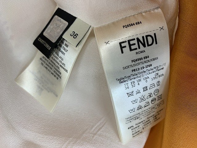 FENDI / Fendi юбка общий рисунок задний застежка-молния Италия производства женский размер : 36 белый / orange 