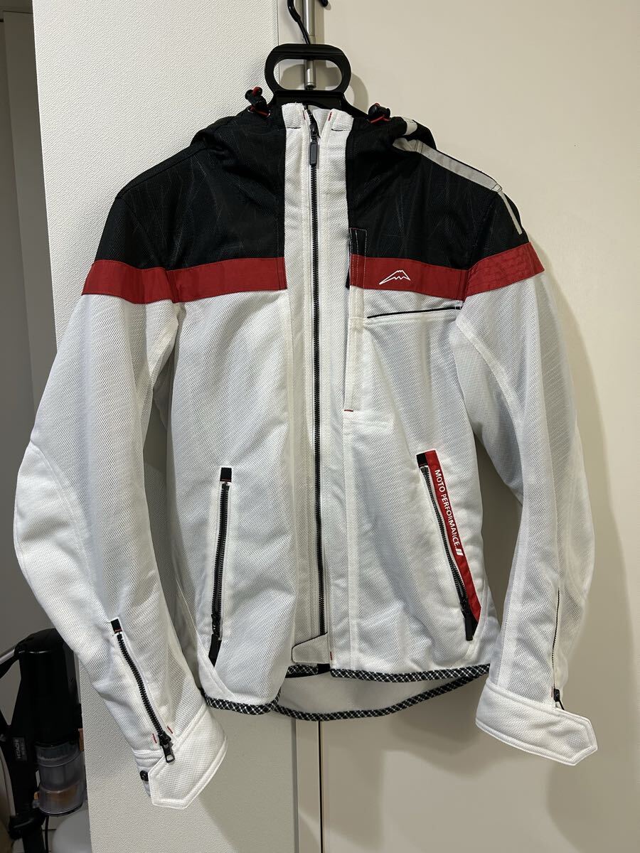 KUSHITANI フルメッシュパーカージャケット K-2402 ホワイト系/黒、赤 サイズL バイクウェア メンズ_画像1