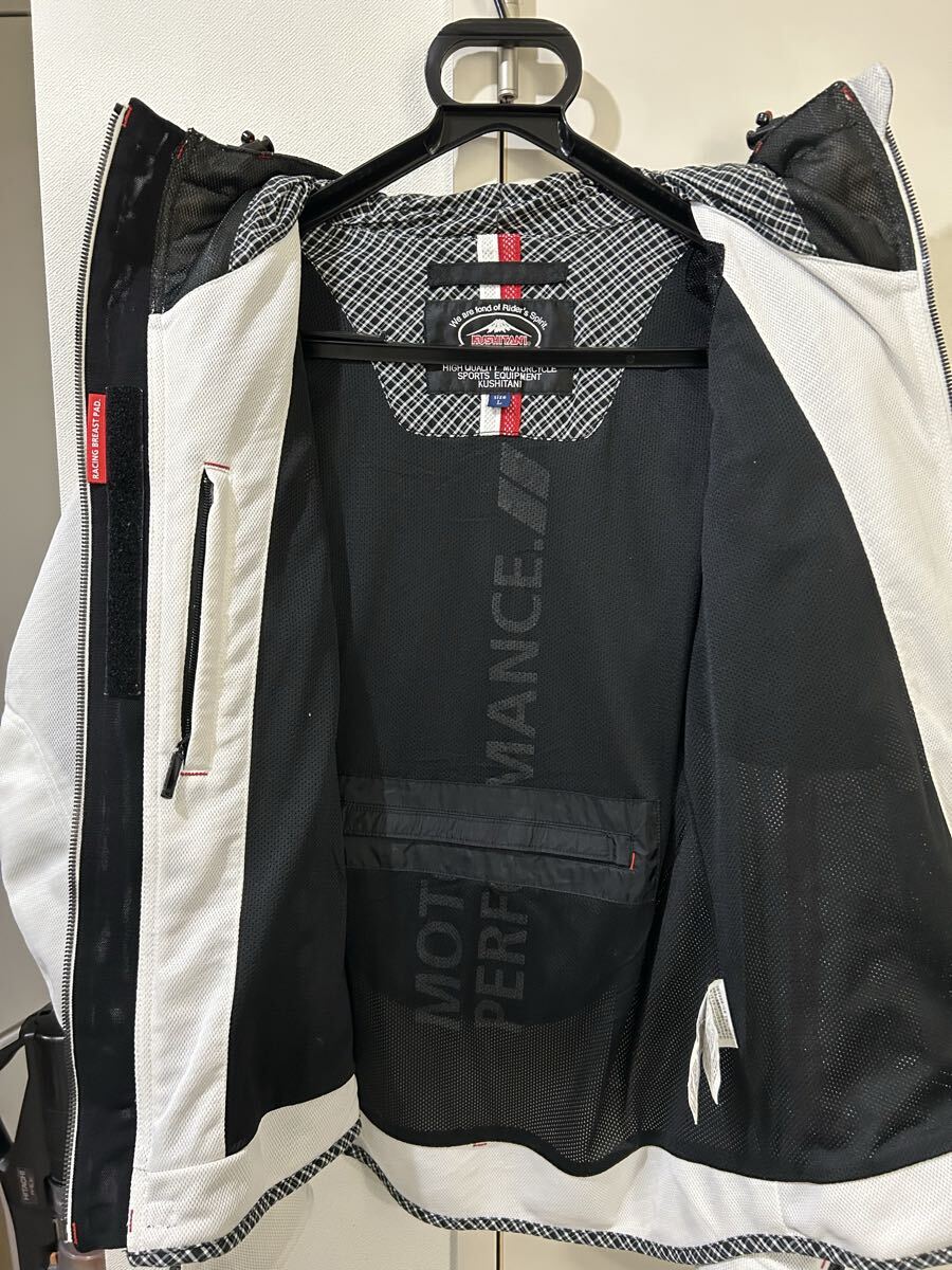 KUSHITANI フルメッシュパーカージャケット K-2402 ホワイト系/黒、赤 サイズL バイクウェア メンズ_画像4