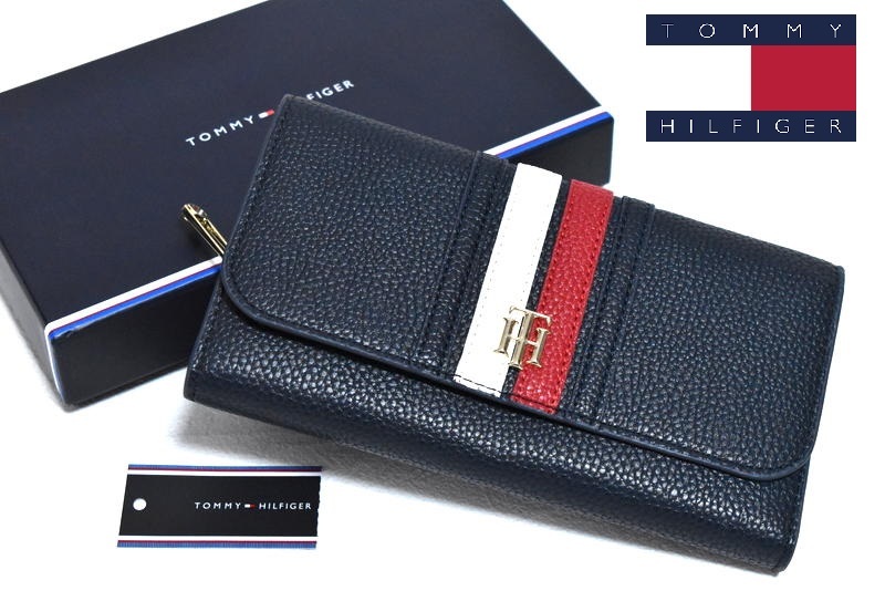 【送料無料】新品 TOMMY HILFIGER グローバルストライプラージフラップウォレット AW13631 トミーヒルフィガー_画像1