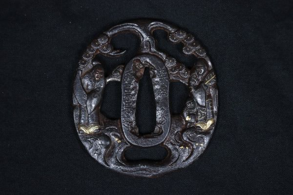 11716#... Hikone .. рисунок . входить дорога .. меч гарда меча сосна .. человек map документ . гравюра японский меч меч принадлежности доспехи 