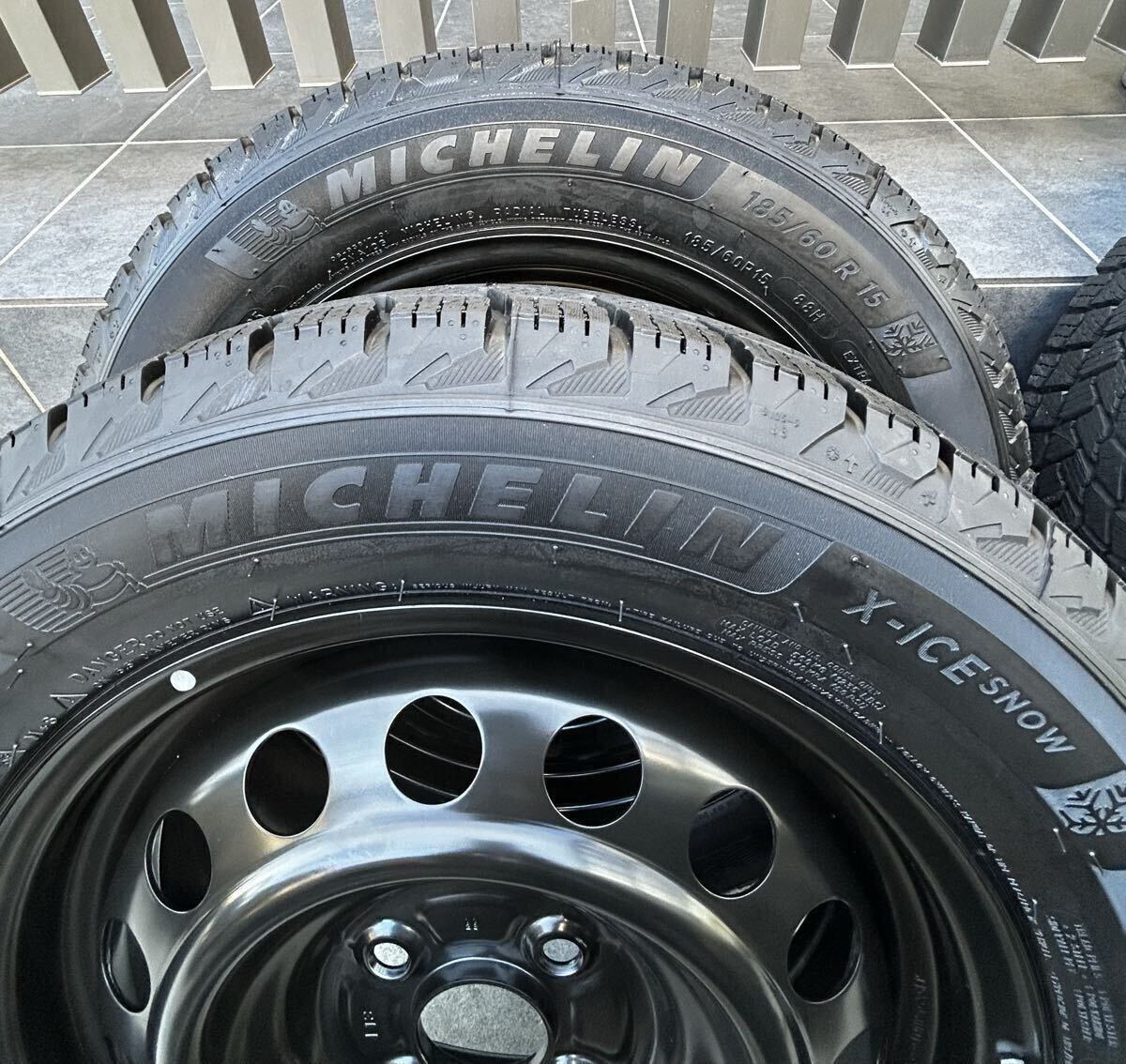 送料込み ほぼ新品 2025年製 ミシュラン X-ICE SNOW 185\60R15 88H XL スタッドレス トヨタ 純正 スチールホイール PCD100 4H 15x5.5J 4本_画像7