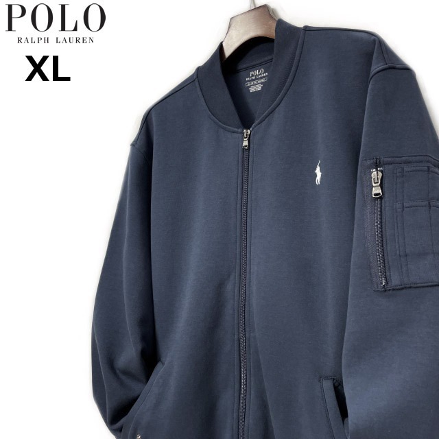 売切り【正規新品】POLO RALPH LAUREN ポロ ラルフローレン◆ブルゾン 長袖 US購入 ダブルニット ロゴ刺繍 人気カラー(XL)紺 190131-40_画像2