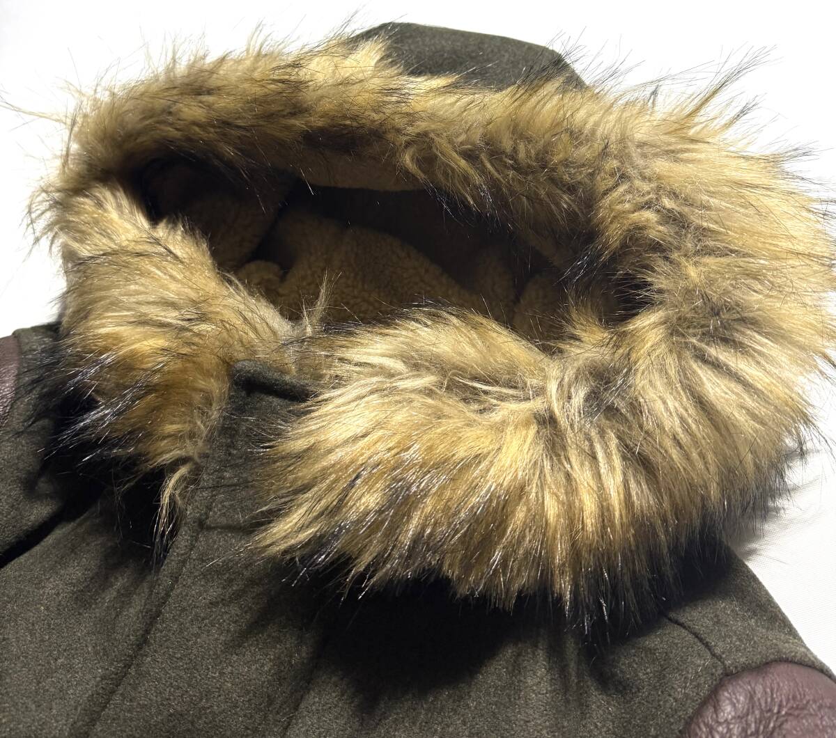 美品【定価14万超】DIESEL ディーゼル 袖ムートン モッズコート M ミリタリー フード 羊革 ウールメルトン【極上のムートンコート】メンズ_画像6