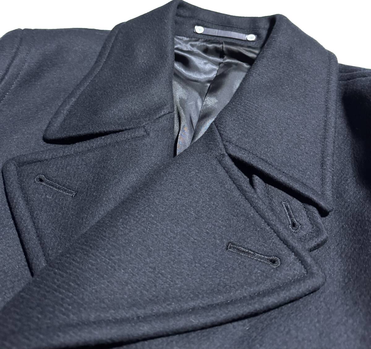 美品【定価6万超】Paul Smith ポールスミス カシミヤ ピーコート M メンズ ウール メルトン【極上のカシミヤコート】ネイビー 保温性抜群_画像4