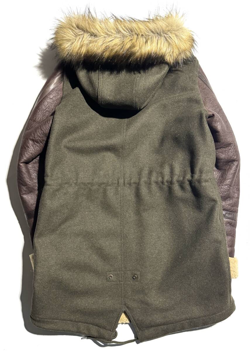 美品【定価14万超】DIESEL ディーゼル 袖ムートン モッズコート M ミリタリー フード 羊革 ウールメルトン【極上のムートンコート】メンズ_画像5