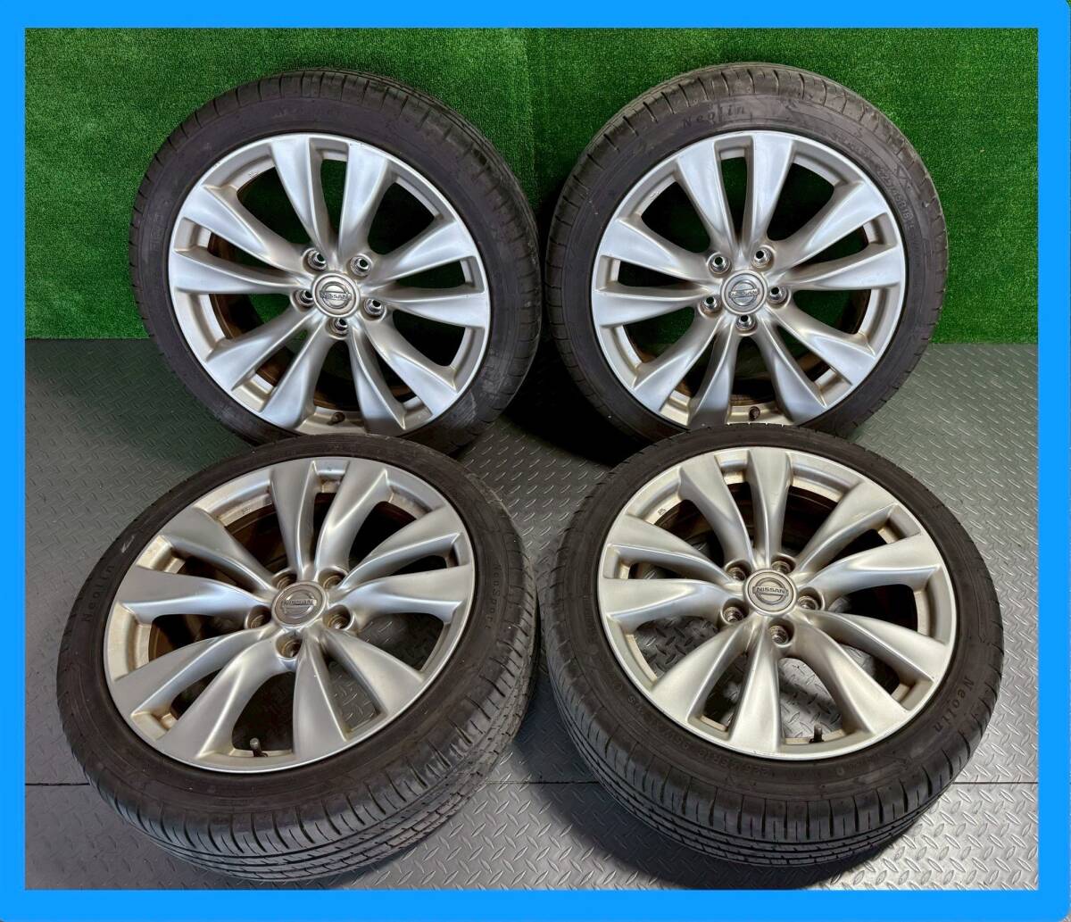 (ア057) 日産 NISSAN 51フーガ 18×8J+43 純正ホイール 225/45R18 タイヤ4本 _画像1