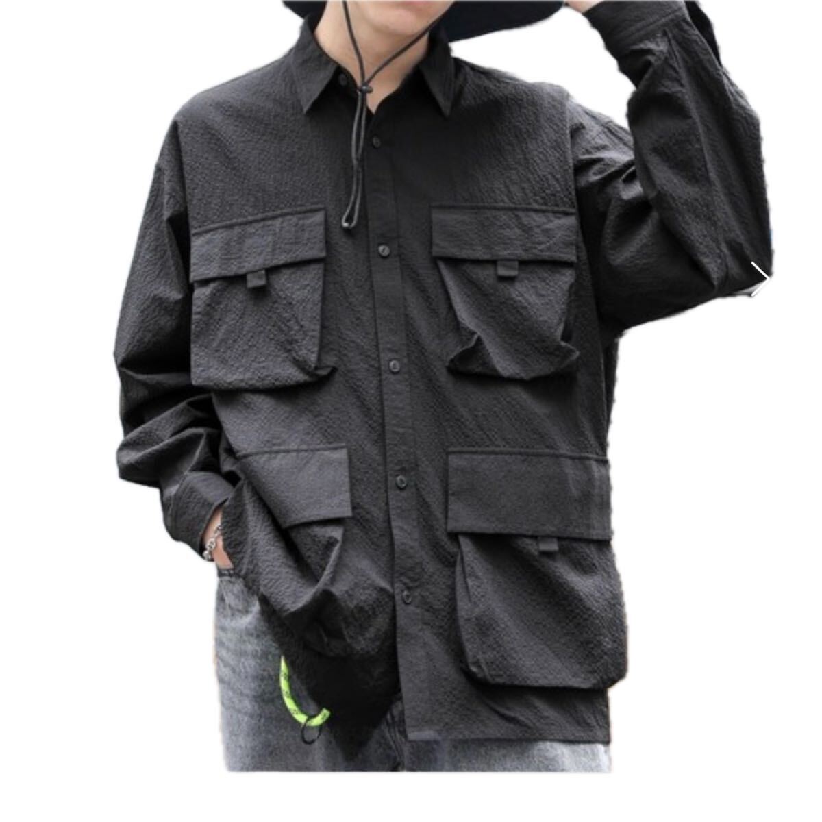 レイジブルー　マルチポケット ブラック シャツ　未使用タグ付　Mサイズ　送料無料_画像7