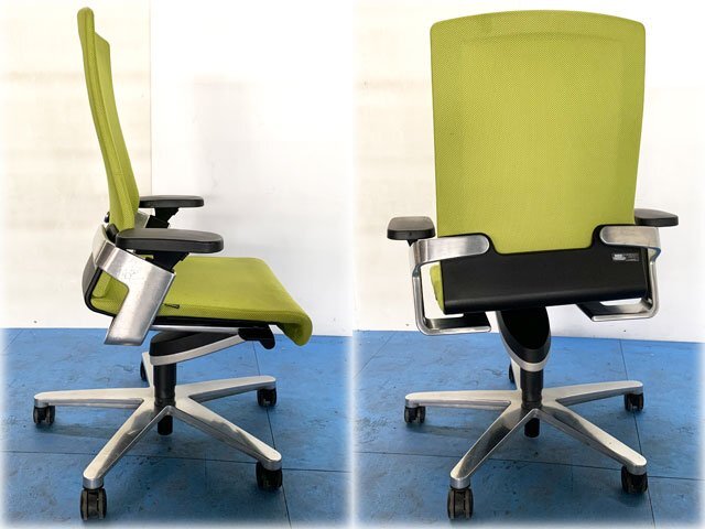 ウィルクハーン ハイバックチェア ON.チェア 175/7 ファイバーフレックス グリーン色xアルミベース ドイツ製 Wilkhahn【長野発】_画像3