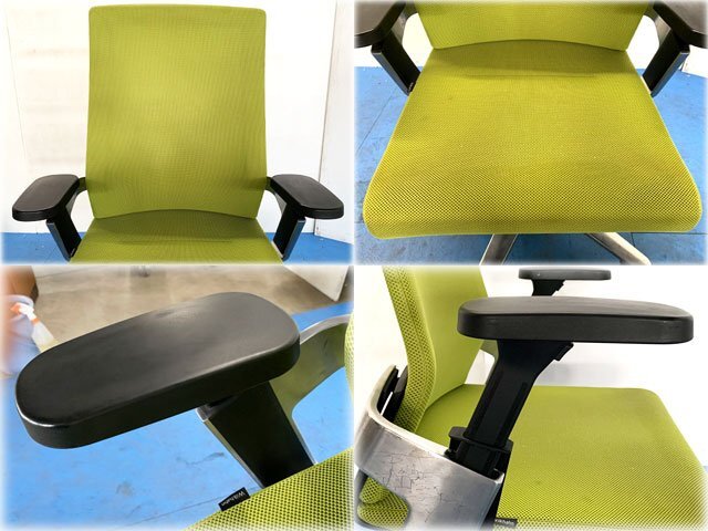 ウィルクハーン ハイバックチェア ON.チェア 175/7 ファイバーフレックス グリーン色xアルミベース ドイツ製 Wilkhahn【長野発】_画像4