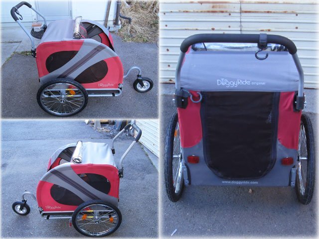 ドギーライド 犬用カート(手押し車) オリジナル レッド色 中型犬・大型犬向けトレーラー DoggyRide Original 店頭引渡し【長野発】_画像3