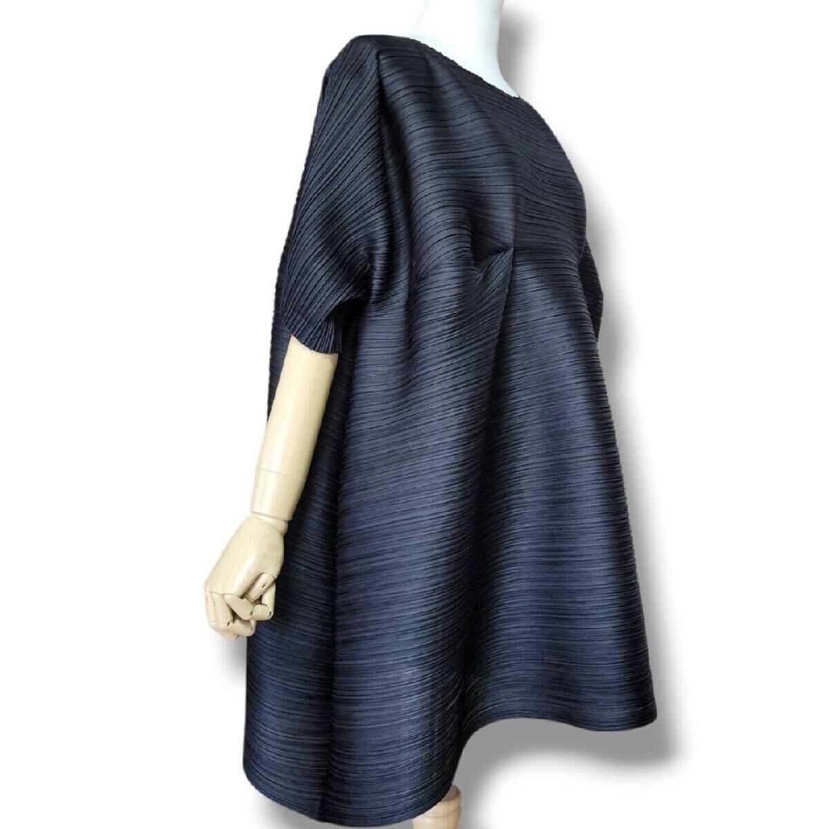 未使用級 プリーツプリーズ 横プリーツ バウンス チュニック トップス PLEATS PLEASE ISSEY MIYAKE Bounce カットソー イッセイミヤケ 黒_画像4