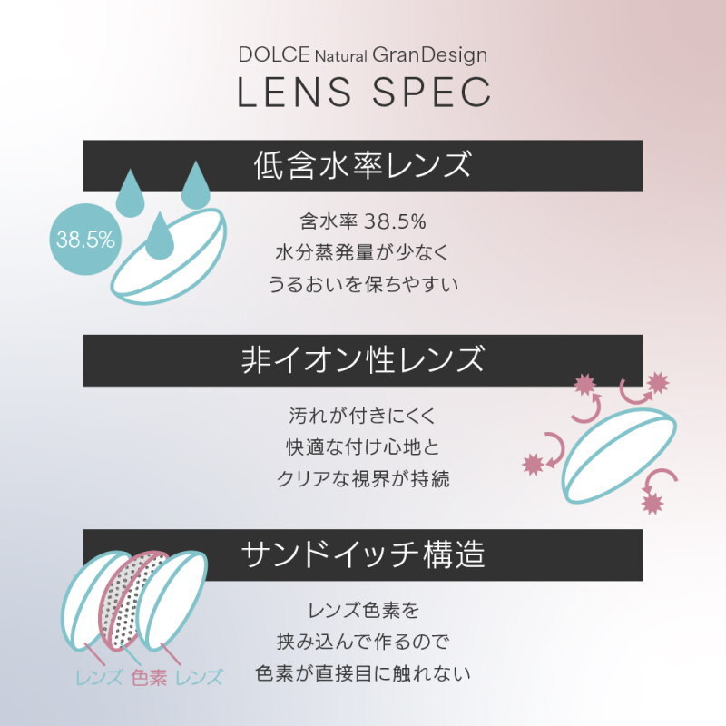 カラコン 15mm ドルチェナチュラル グランデザイン (ドルチェサークルブラック) 1箱10枚 1day 着色 14.8mm_画像4