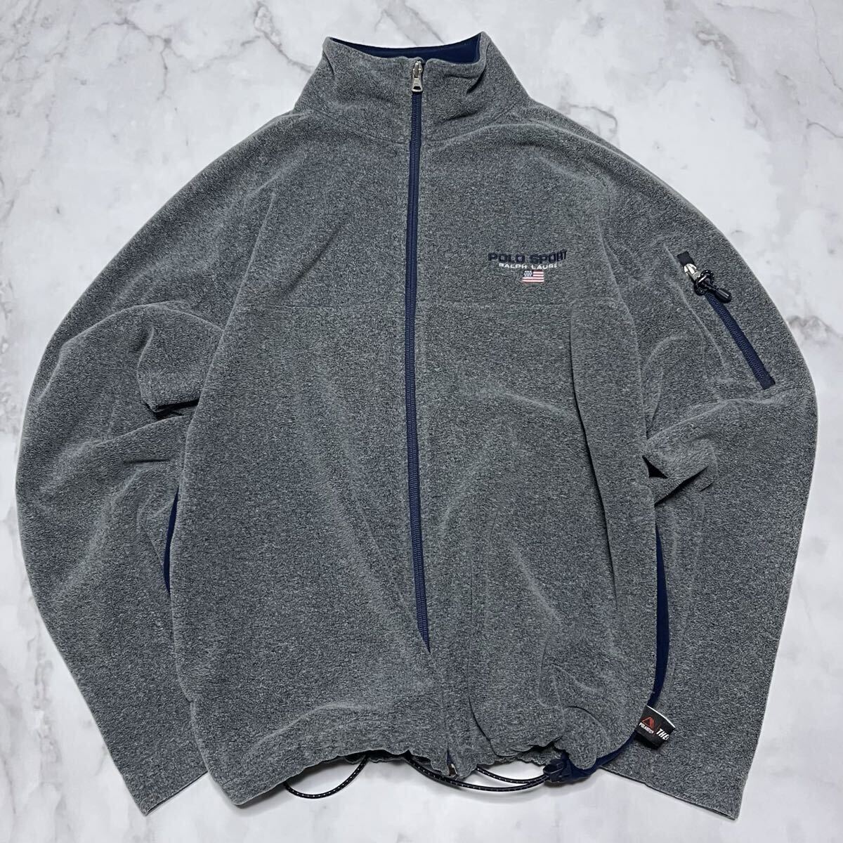 美品/Lサイズ　ポロスポーツ　ラルフローレン　POLO SPORT RALPH LAUREN 刺繍ロゴ　ポーラテック　グレー　フリースジャケット　ブルゾン　_画像2