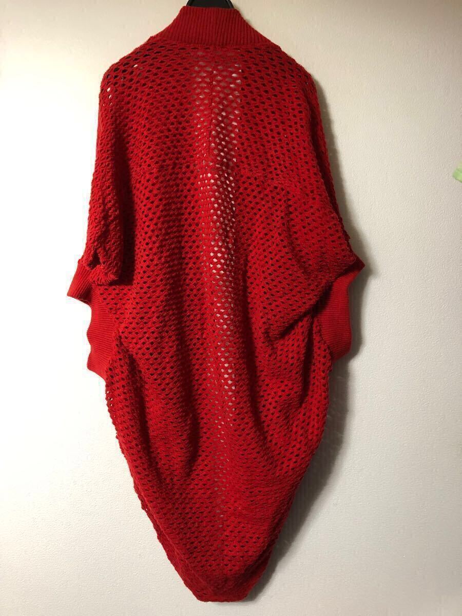 MARIOS ポーランド製 ローゲージ ドルマンニット 赤 カーディガン バルーン ポンチョ 赤 ウール コート 羽織り ジャケット_画像3