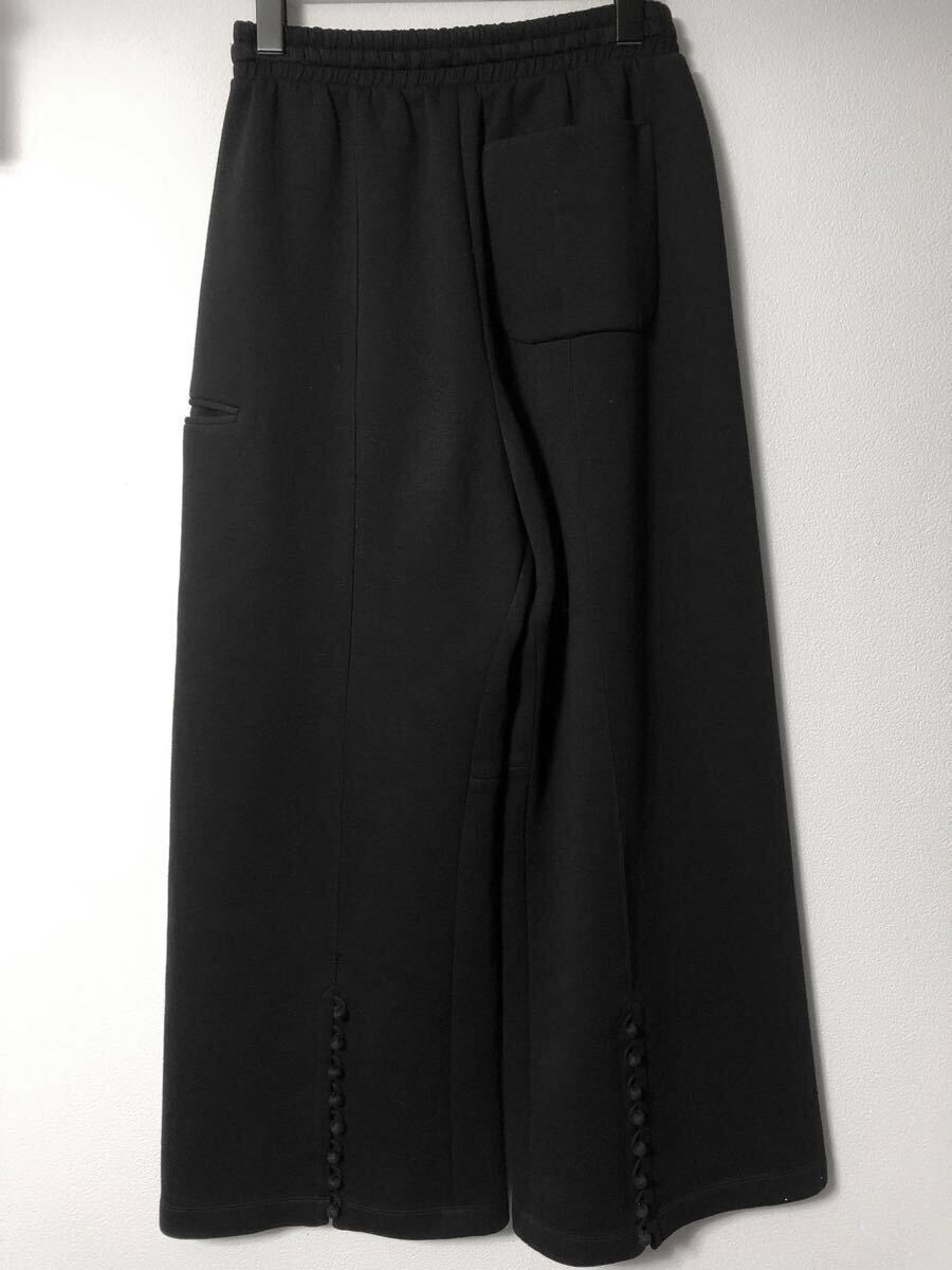 facetasm 21AW WIDE BONDING PANTS ワイドパンツ 裾8連ボタン スウェット 黒 ストレート マルチパターン クリース ドローコード _画像4