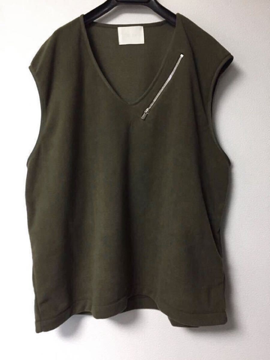 neon sign 19AW fleece vest ジップポケット ベスト48 フリース オーバーサイズ オリーブ ダークグリーン ノースリーブ_画像1
