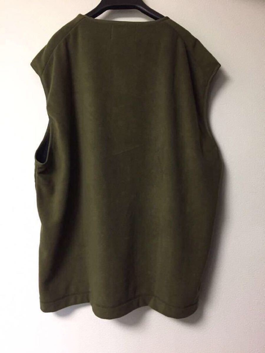 neon sign 19AW fleece vest ジップポケット ベスト48 フリース オーバーサイズ オリーブ ダークグリーン ノースリーブ_画像2