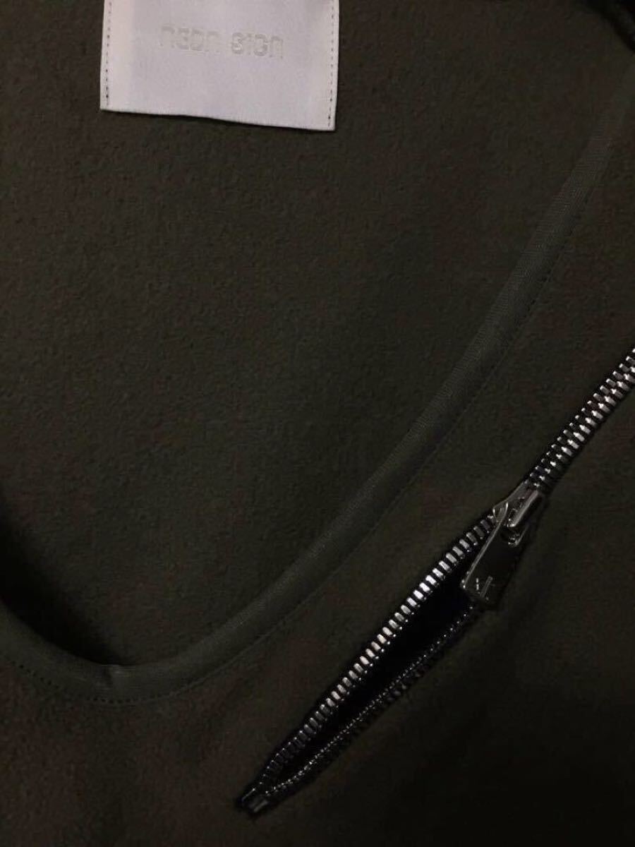 neon sign 19AW fleece vest ジップポケット ベスト48 フリース オーバーサイズ オリーブ ダークグリーン ノースリーブ_画像3