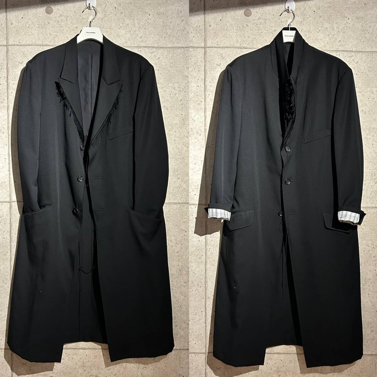 ONtheCORNER ITEM No.2110/YohjiYamamoto POURHOMME ヨウジヤマモトプールオム 立ち切りデザインロングジャケット 23ss size:2_画像7