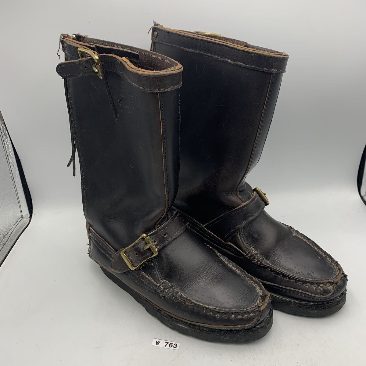 W763Y USA производства Yuketenyuke тонн мужской engineer boots кожа ботинки размер неизвестен примерно 23cm Brown натуральная кожа задний Zip 