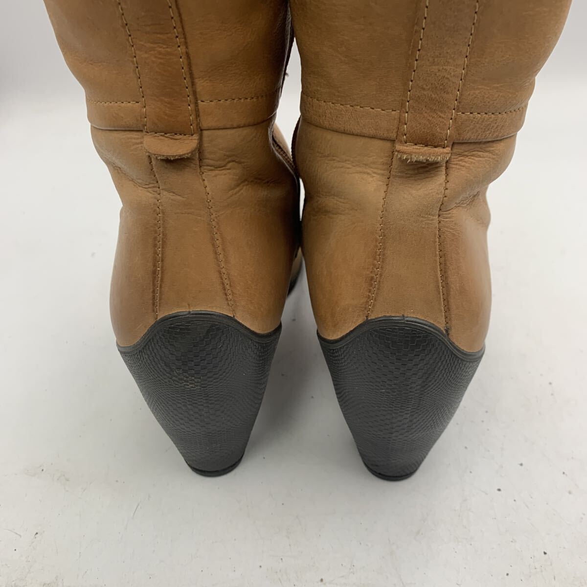 XB33 ECCO エコー レディース ロングブーツ 36 約 23cm キャメル レザー サイドジップ_画像6