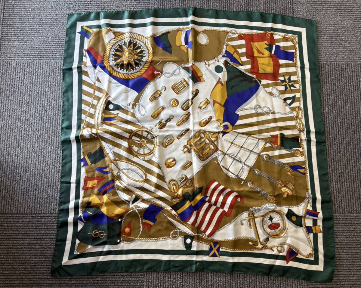 1円スタート!ジバンシィ/ノーブランド緑 スカーフ/ウンガロ/レオナール/ロベルタ5枚まとめ 中古 現状品_画像4