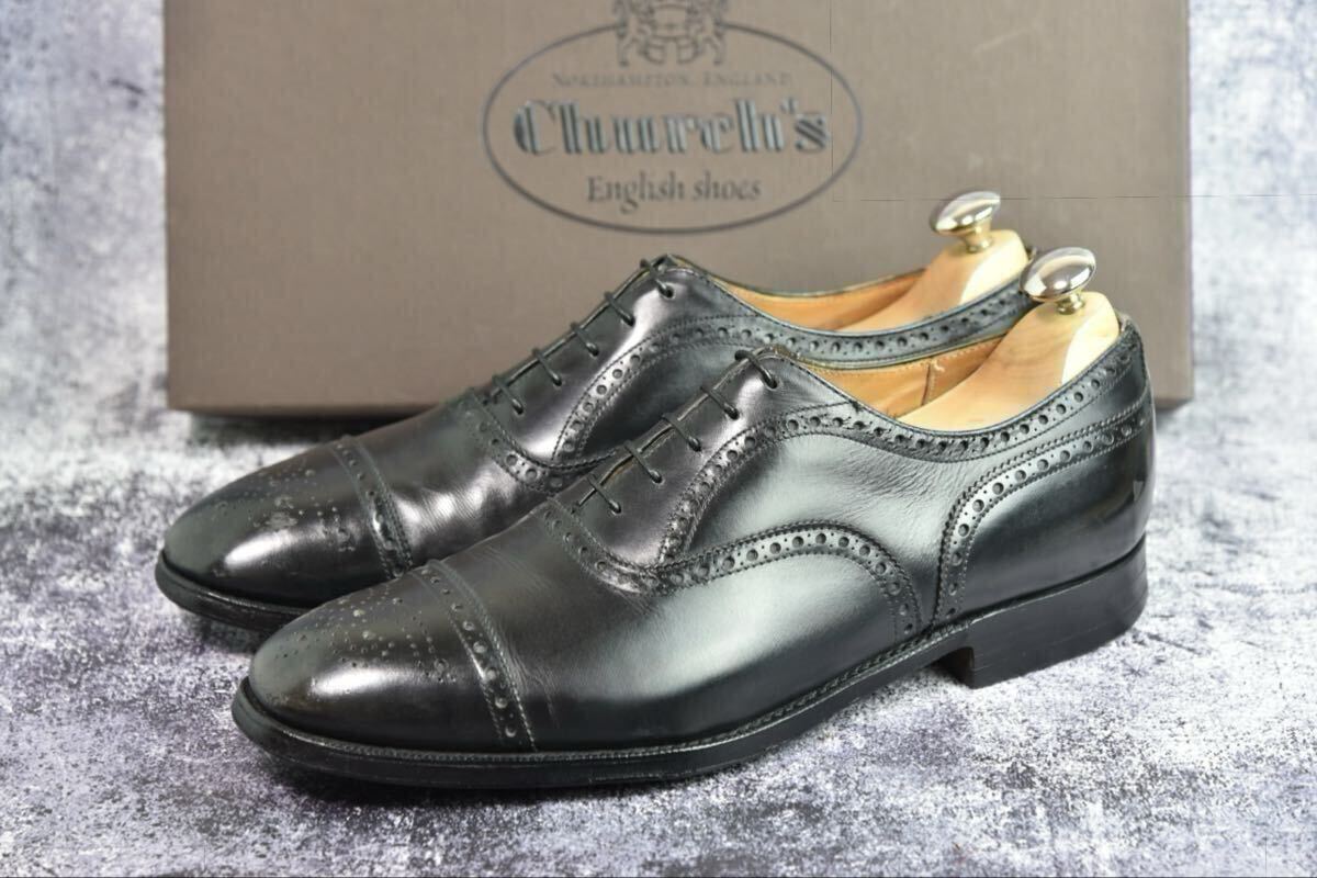 純正ツリー付属 Church's ディプロマット 80F (27.0cm相当) ブラック 73ラスト チャーチ セミブローグ_画像6