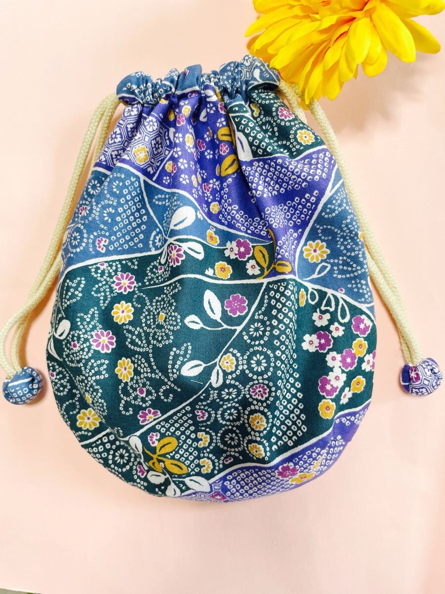 ハンドメイド★巾着★むらさき花柄_画像1