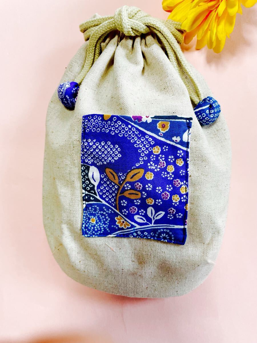 ハンドメイド★巾着★むらさき花柄_画像2