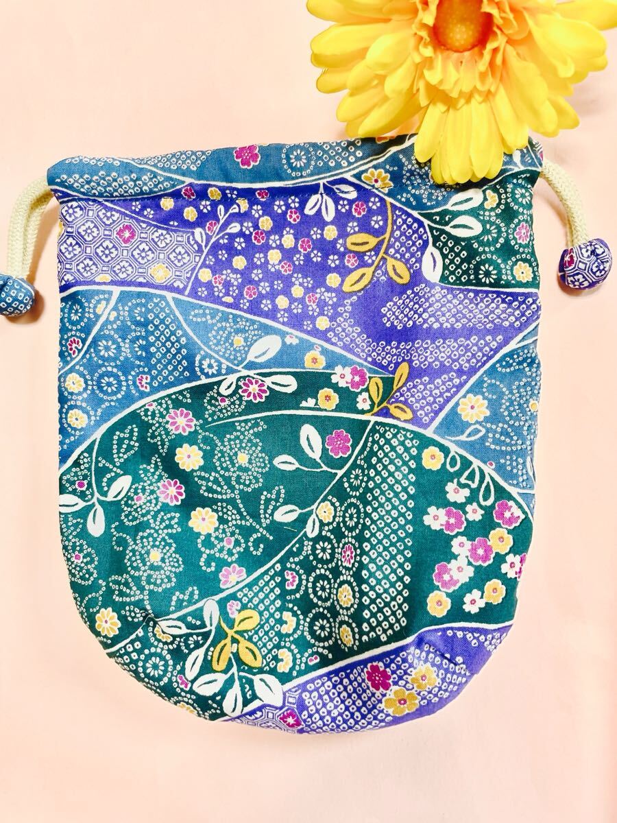 ハンドメイド★巾着★むらさき花柄_画像3