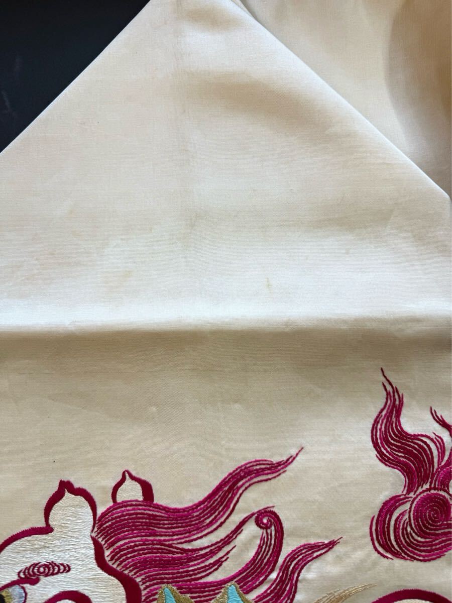 アンティーク着物◆即決！唐獅子　手刺繍　名古屋帯　日本刺繍　大正ロマン　正絹　 古布　 きものさらさ奈良店_画像10