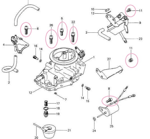 三菱ジープ J58,J56,J38,J26他(4G52,4G53エンジン用)キャブレター用リペアキット（ガスケットセット、ダイヤフラム、カバービス他）社外品_画像7