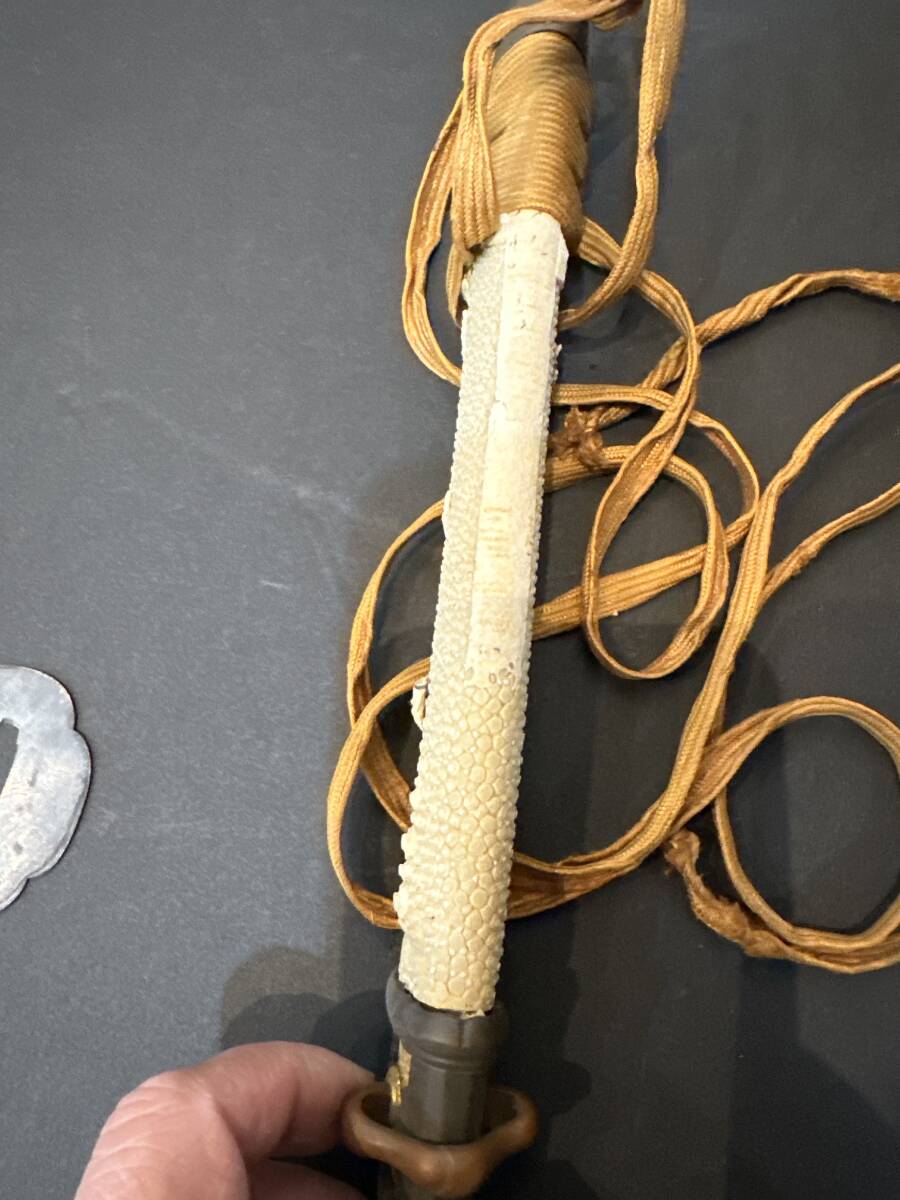  японский меч боевой меч для рисунок передний книга@. кожа серебряный гарда меча длина примерно 25 см меч принадлежности японский меч длинный меч 