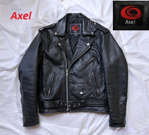 AxelアクセルダブルライダースM黒★本革レザー牛革_画像1