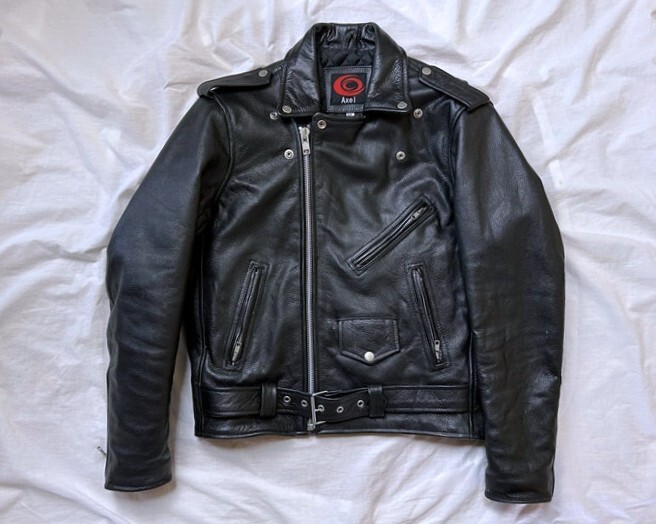 AxelアクセルダブルライダースM黒★本革レザー牛革_画像2