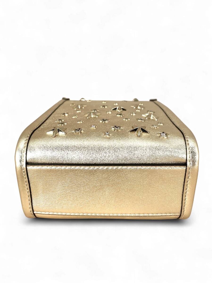 新品 Jimmy Choo ジミーチュウ バッグ ミニトート 2WAY ゴールド スタースタッズ クリスタル 本革 新品 k273 型番…J000160313001_画像6