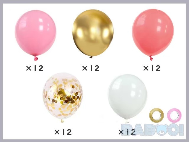 ピンク ゴールド パーティーバルーン 12インチ 60個 誕生日 記念日 風船 飾り付け 室内装飾 バースデー サプライズ 桃色 金色 イベント_画像2