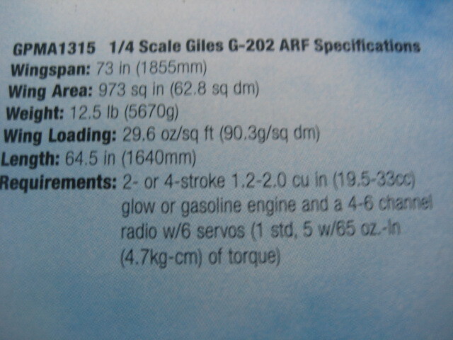 【即決】GREAT PLANES製　 GILES G202　ARF半完成機　機体のみ　新品未使用、_画像4