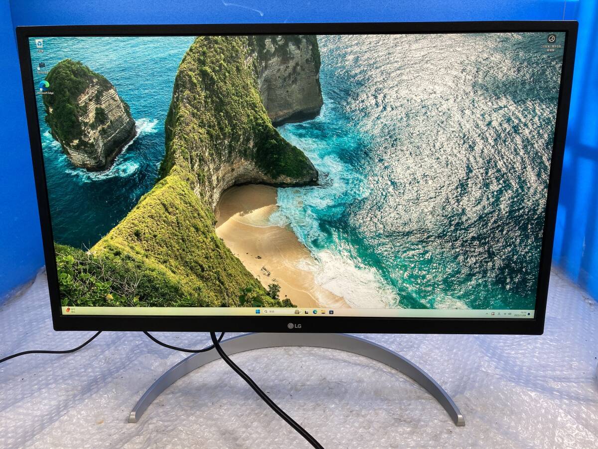 LGエレクトロニクス 27UP550-W 27インチ 液晶モニター ワイド ノングレア 3840x2160 使用時間:28384h 中古動作品(DP91)_画像1