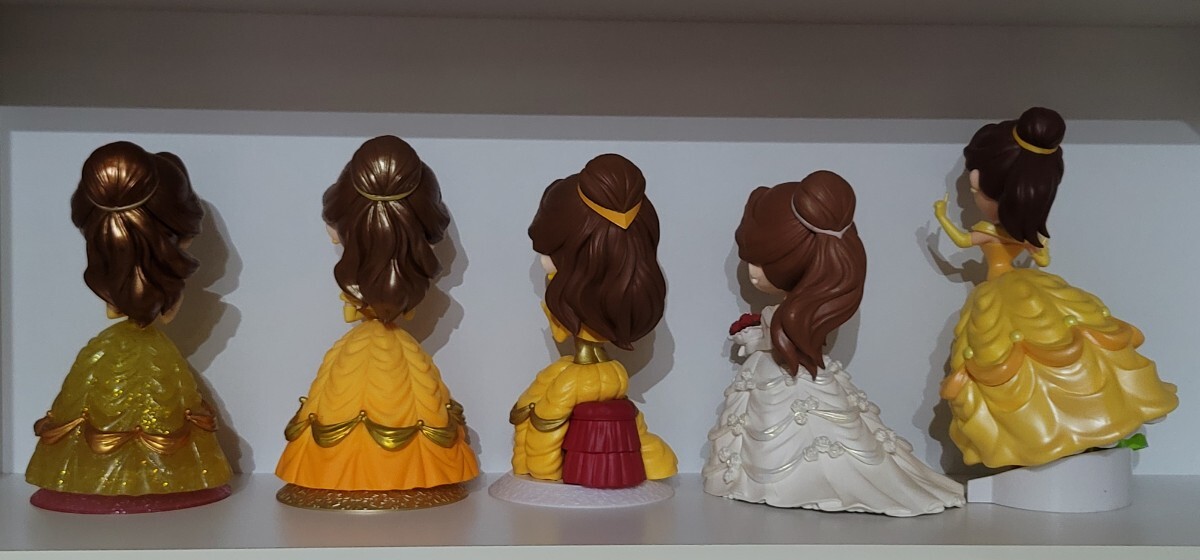 Disney Qposket ディズニー ディズニープリンセス 美女と野獣 ベル フィギュア プライズ 5点セット まとめて_画像2