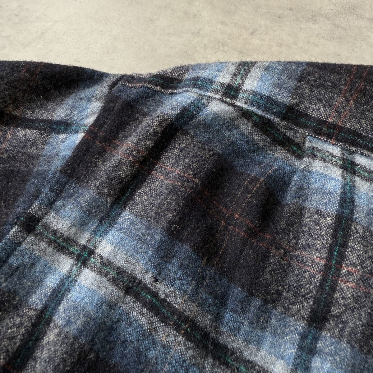 70s PENDLETON ペンドルトン ボードシャツ Lサイズ ウール 長袖 ビンテージ チェック USA製 オープンカラーシャツ オンブレ ブルー_画像7